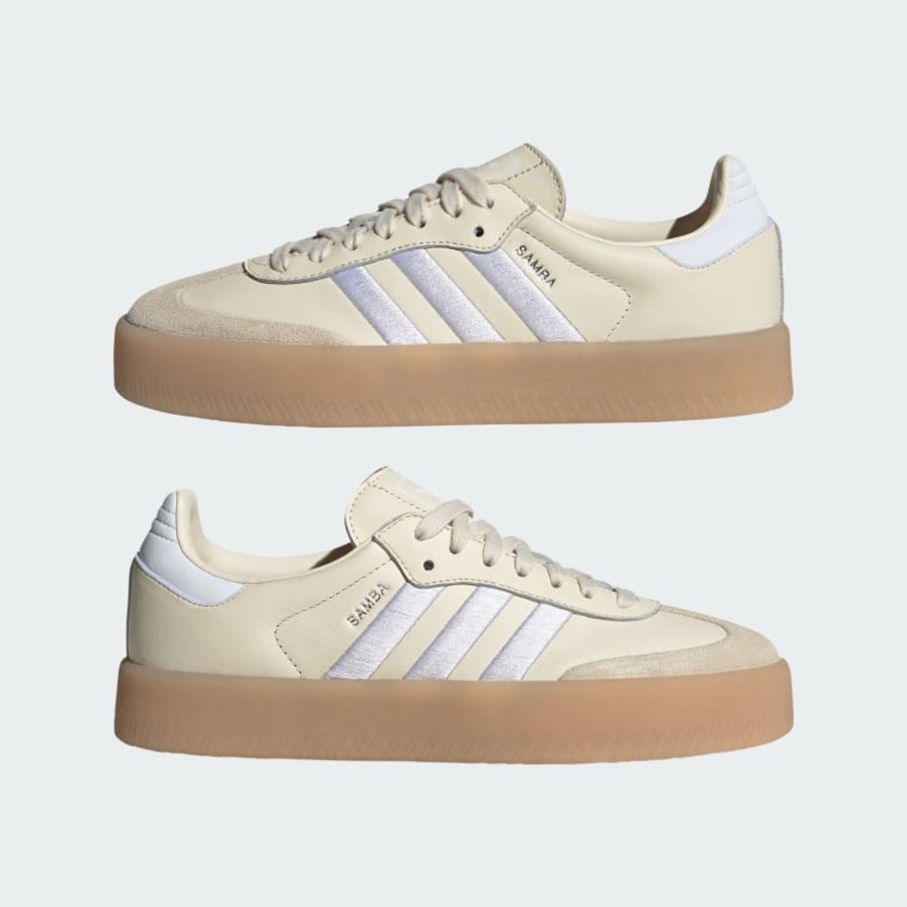 adidas Samba Cream & White Retro Suede Sneakers - Picture 2 of 8